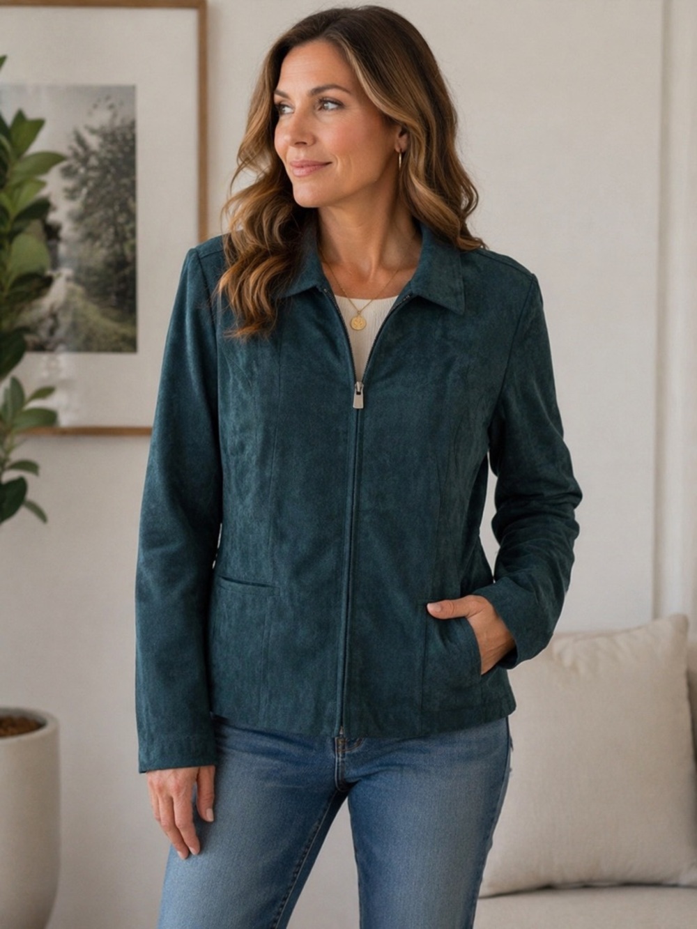 Vintage Christopher & Banks Teal Full Zip Jacket | Women’s Large